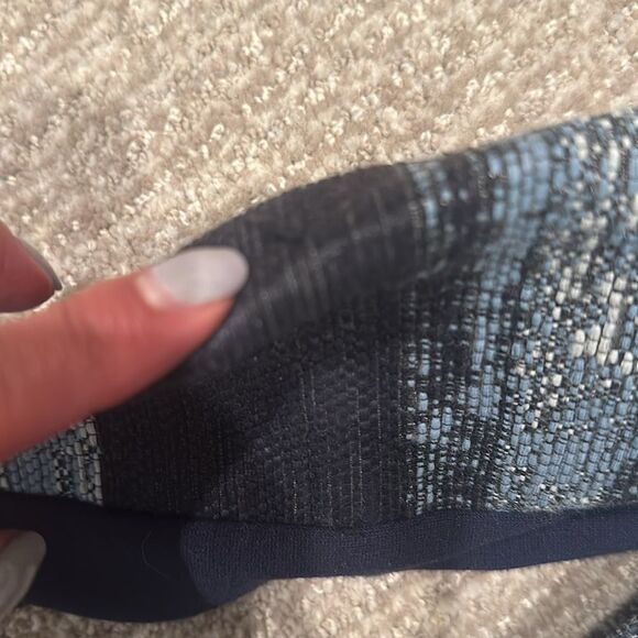 BCBG BCBGMAXAZRIA Nixon Moto Stripe Leather Trim Cropped Jacket Suit Blue XS - Picture 7 of 7